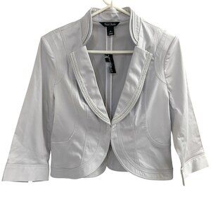White House Black Market Sz. 10 Light Gray Embellished Collar Crop Jacket Blazer